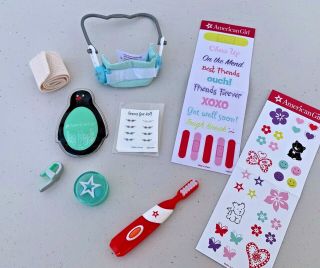 American Girl Doll Healthy Smile Set - Toothbrush,  Braces,  Retainer,  Stickers