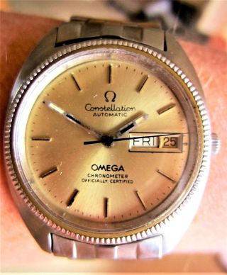 Gents SS Omega Constellation Chronometer c1021 Day Date Bracelet Watch Serviced 3