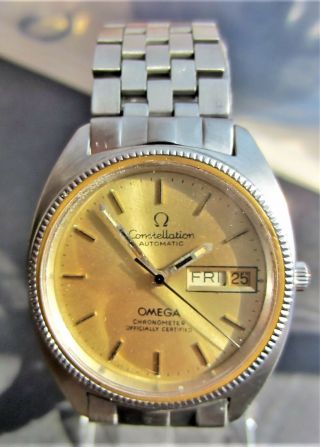 Gents SS Omega Constellation Chronometer c1021 Day Date Bracelet Watch Serviced 4