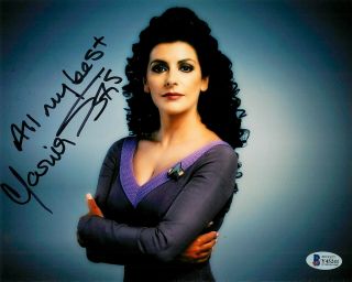 Marina Sirtis " Deanna Troi " Star Trek Hand Signed Color 8x10 Bas Y45241