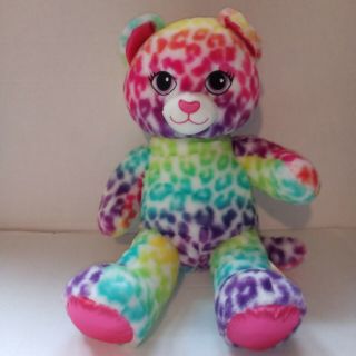 Build - A - Bear Bab Plush Cat Brightly Colored Cat Cheetah Print Says I Love You