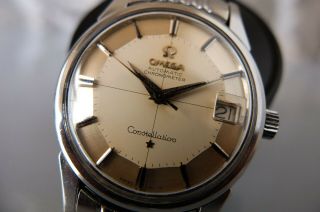 Vintage Omega Constellation Date Pie Pan Dial Chronometer Ss Ref.  14393 Cal.  561