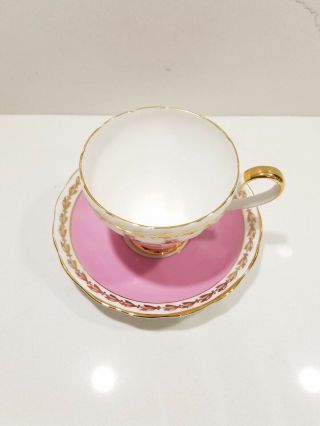 Vintage ADDERLEY English Fine Bone China Tea Cup & Saucer Set Pink Gold Flowers 3