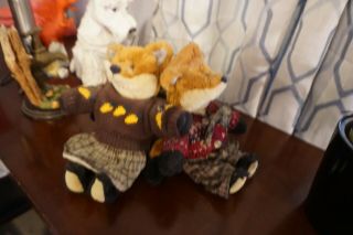 Nwt Cottage Collectibles Brown Foxes Boy And Girl In Outfits