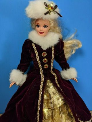 Pre - Owned Barbie Doll Vintage 1996 Happy Holidays Velvet Dress Upcycle Or Play