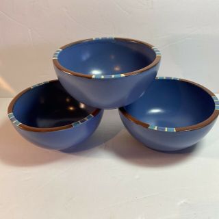 Set Of 3 Dansk Mesa Blue 5 1/4 " Dessert Bowls - Kw / Portugal - Euc