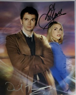 David Tennant & Billie Piper 2x Hand Signed 8x10 Photo W/ Holo Doctor Who
