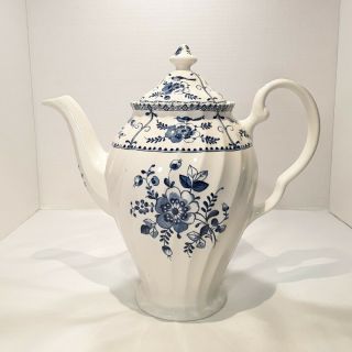 Vintage Johnson Brothers Indies Blue Hand Engraving Teapot 9.  5 " Tall