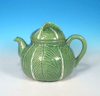 Bordalo Pinheiro Portugal Faience Art Pottery Vintage Cabbage Leaf 8 - Cup Teapot