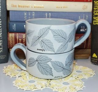 Bristoleaf Wizard Of Clay Ny Blue Leaf Large Pair Soup Mugs Set Of Two (2)