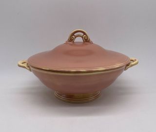 Vintage Homer Laughlin Wells Art Glaze Rose Serving Bowl With Lid