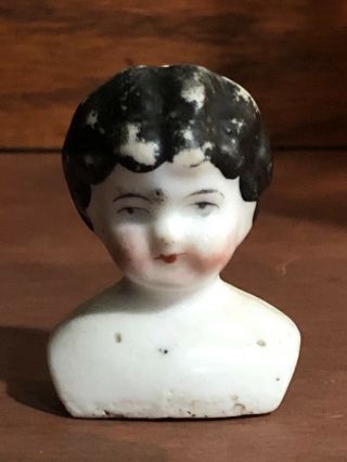 Antique Germany? Vtg Miniature China Porcelain Bisque Doll Head Shoulder Bust