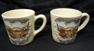 2 Vintage Vernon Kilns California Pottery The Valley Of The Moon Coffee Mugs Cup