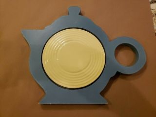 Vintage Homer Laughlin Fiesta Teapot Trivet Blue & Yellow Accessory
