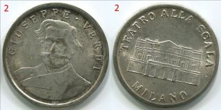 Tf165 Italy,  Giuseppe Verdi,  Teatro Alla Scala Milano,  Silver Plated Medal Token