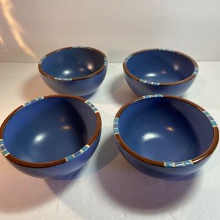 Set Of 4 Dansk Mesa Blue 5 1/4 " Dessert Bowls Kw / Portugal - Euc