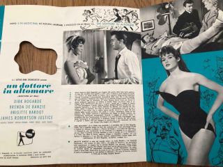 1950s Italian Film Brochure Doctor At Sea Dirk Bogarde Brigitte Bardot