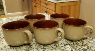 Set 5 Sango Nova Brown 4933 Grandmugs Large Soup Coffee Mugs Cups 24 Oz