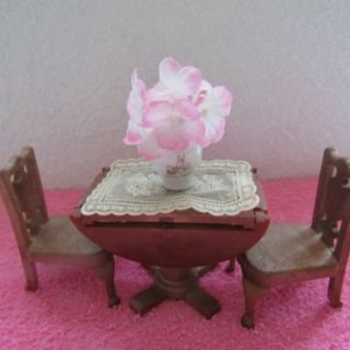 Sylvanian Families - Rare Vintage Drop Leaf Dining Table & Chairs