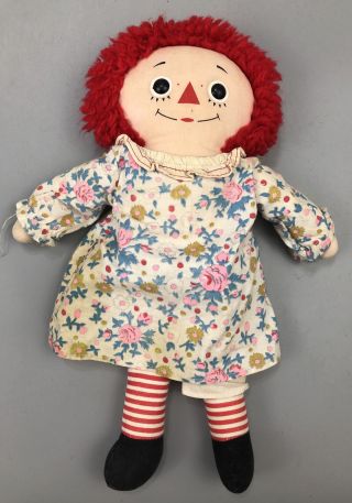 Vintage Raggedy Ann Classic Cloth Stuffed Dolls 12 Inch Flower Dress Aa