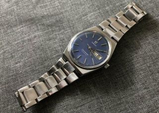 Vintage Omega Automatic Seamaster Blue Day/date Cal.  1022 Gold,  166.  0215