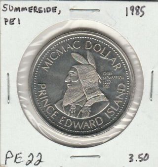Summerside,  Pei 1985 Trade Dollar (micmac Dollar)