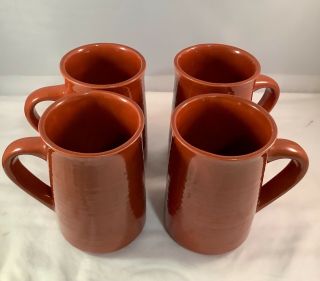 Set Of 4 Red Wing Burnt Orange Large Coffee Mugs