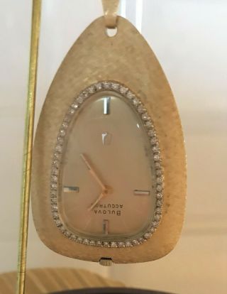 Vintage Bulova Accutron 14k Gold And Diamond Pendant Watch
