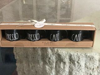 Rae Dunn Mini Espresso Mugs (Set Of 4) Gift Set Card And Ribbon Magenta 2