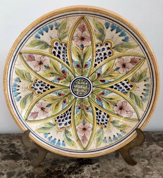 Italian Pottery Centerpiece/wall Hanging Decor Bowl - Floral 12.  25”