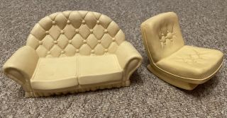 Vintage Sindy Doll Furniture Sofa Couch & Rocker Chair Plastic Rubber 44518