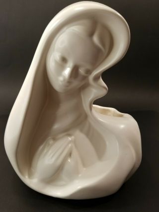 Vintage Ceramic Virgin Mary Madonna Planter Head Vase Usa Pottery
