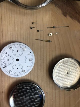 JAEGER LeCOULTRE White Vintage Chronograph Valjoux 72 Steel Watch kit parts 6