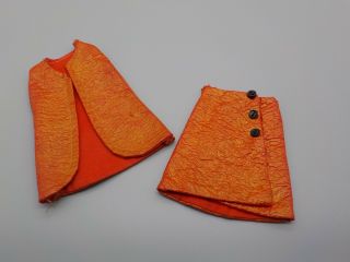 Vintage Barbie Clone Maddie Mod Shillman Goldy Orange Soft Pleather Skirt & Vest