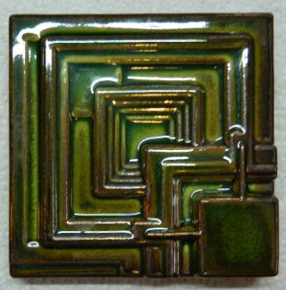 Frank Lloyd Wright Motawi Tileworks Ennis House Art Tile 4 " X 4 " Glossy Emerald