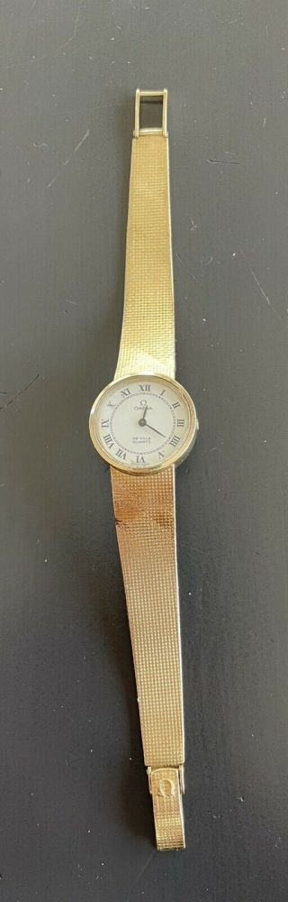 1980s Omega 14k Solid Gold Swiss Made Deville Quartz Ladies Watch 35 Grams 1.  2oz