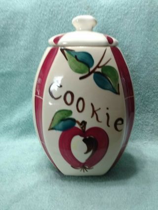 Vintage Purinton Slip Ware Apple Cookie Jar Pottery With Lid