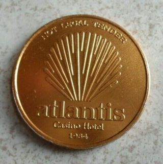 Atlantis Casino Hotel Token Reno Nv Usa Medallion 1984 Coin Reel Winners Club