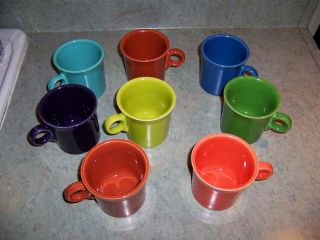 Fiesta Fiestaware Set Of 8 Coffee Mugs Cups O Ring Handles Hlc Usa Multicolors