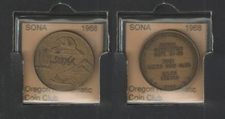 1968 Sona State Of Oregon Numismatic Association Annual Convention 34mm