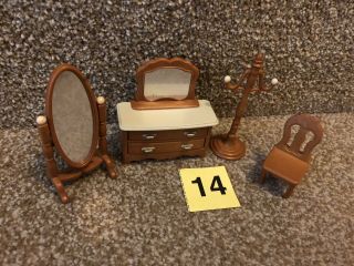 Sylvanian Families Bedroom Furniture Dressing Table Mirror Coat Stand