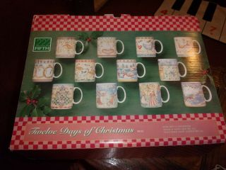 Complete Set Of 12 222 Fifth Twelve Days Of Christmas Coffe Mug Cups Holiday Nib