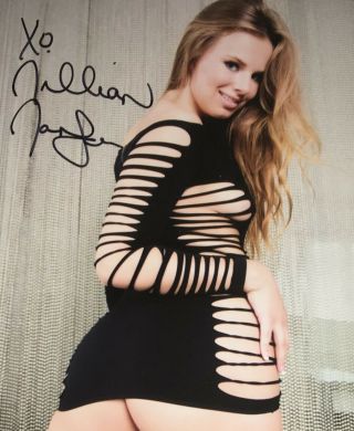 Jillian Janson Sexy In Black Lingerie Signed 8x10 Photo Adult Model Proof N1