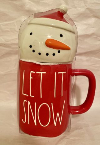 Rae Dunn Magenta “let It Snow” Mug W/snowman Topper