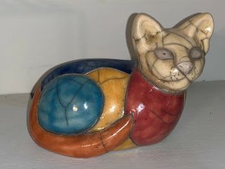 The Fenix Raku Pottery Cat Figurine Hand Made In South Africa