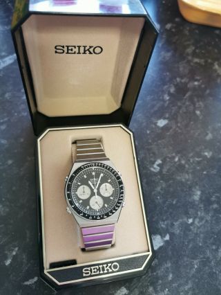 Seiko 7a28 - 7039 Speedmaster Panda Chronograph Watch 1983 Boxed