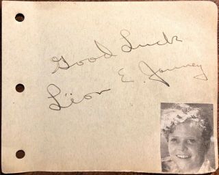 Leon E.  Janney Autographed Hand Signed Vintage 1930s Album Page Father 