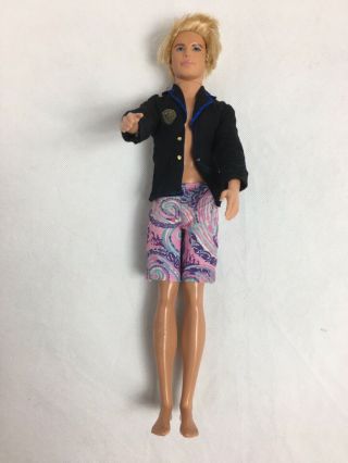 Mattel 2010 Fashionista Ken Doll; Rooted Hair Comes With Black Coat & Swimtrunks
