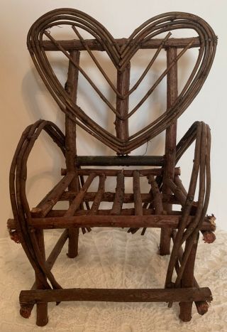 Rustic Twig Wood Branch Doll Chair Wicker Primitive Handmade 11” X 6.  5”