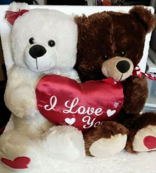 Big 22 " Tall Valentines Teddy Bear Couple With I Love You Heart